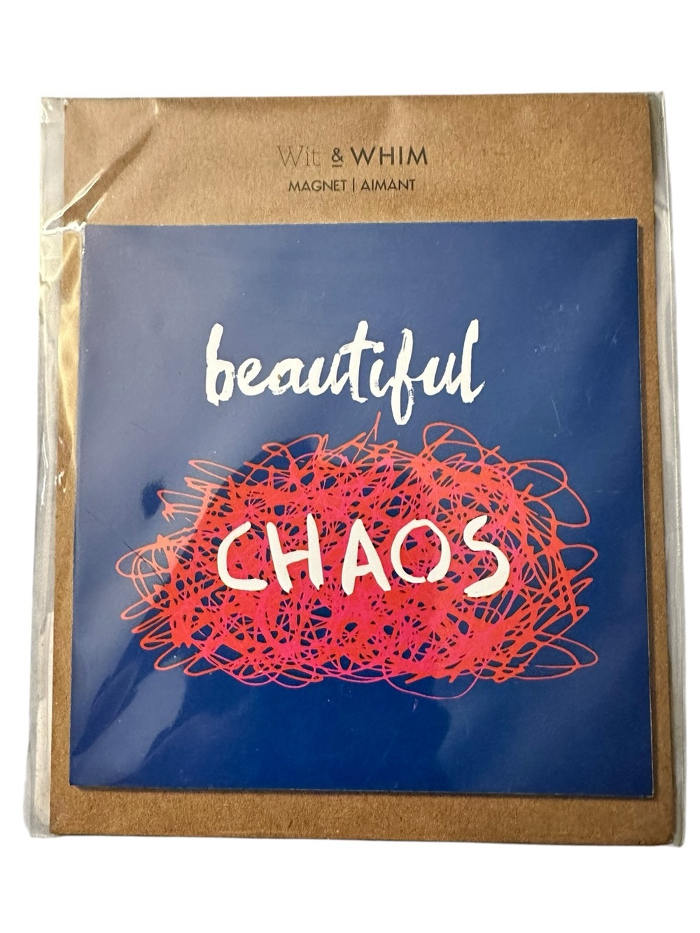 Wit & Whim Beautiful Chaos Magnet Blue Red Graphic Gift NWT